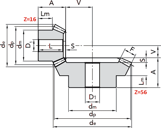 Чертеж шестерни конической модуля M31:3.5 Z=16